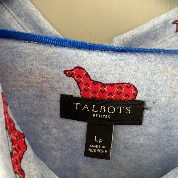 Talbots Dachshund Weiner Dog Classic Button Down Shirt Size L petite - Picture 2 of 4